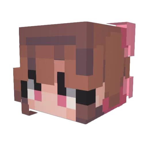 CuteGirlLover Minecraft avatar head, 3D render