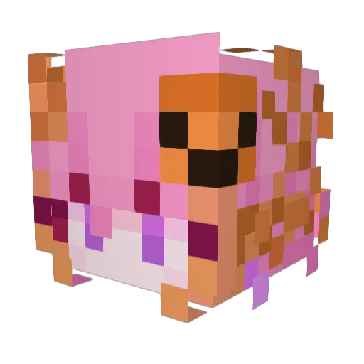 CuteWife Minecraft avatar head, 3D render