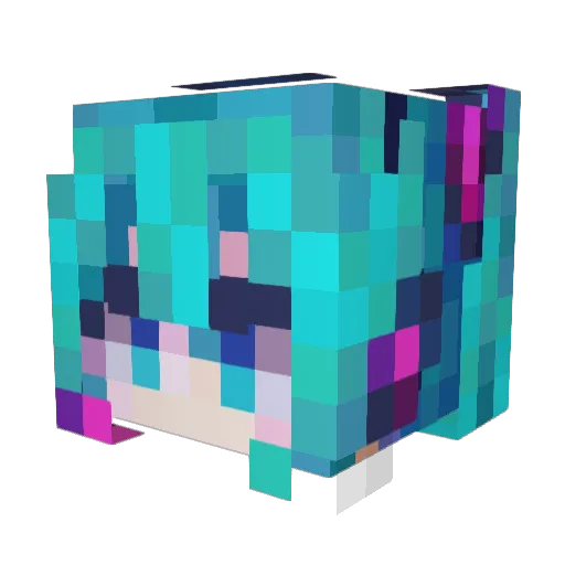 Cute_Miku Minecraft avatar head, 3D render