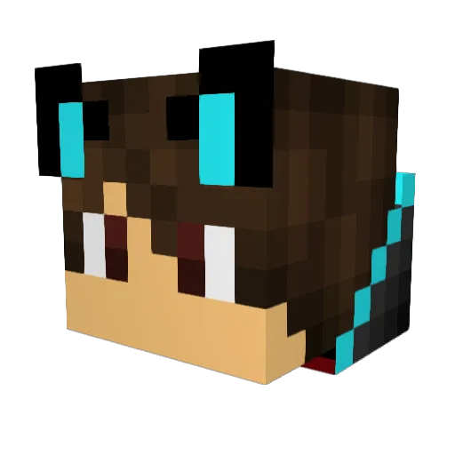 CuteeWolf Minecraft avatar head, 3D render