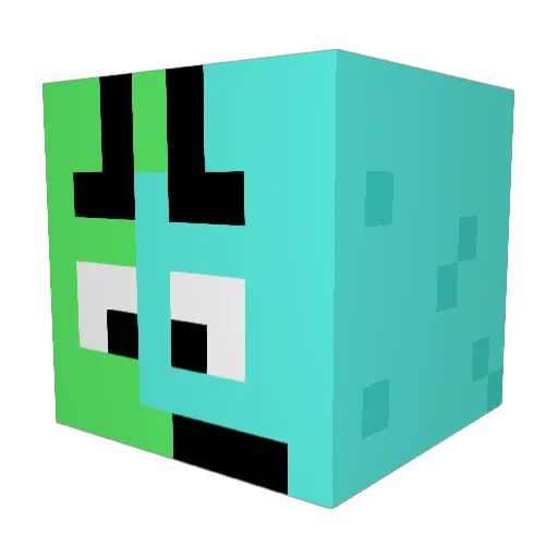 Cwuka Minecraft avatar head, 3D render