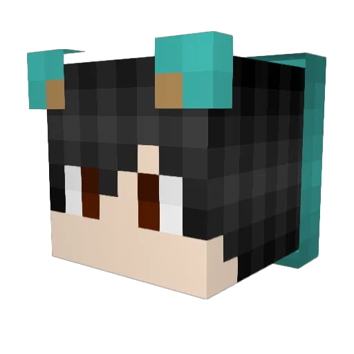 Cyaan Minecraft avatar head, 3D render