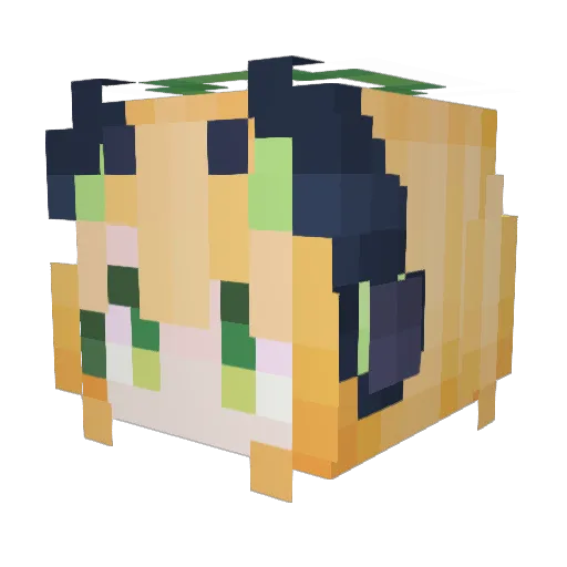 CyberMidori Minecraft avatar head, 3D render
