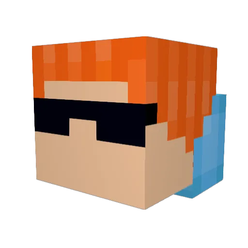 DUBZBOI Minecraft avatar head, 3D render