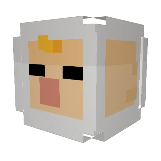 DaCoat Minecraft avatar head, 3D render