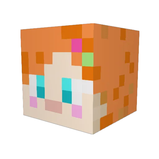 DarcieRuse Minecraft avatar head, 3D render