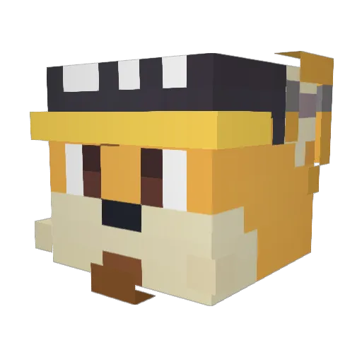 DaxterDingo Minecraft avatar head, 3D render