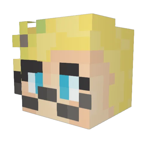DeMarye Minecraft avatar head, 3D render