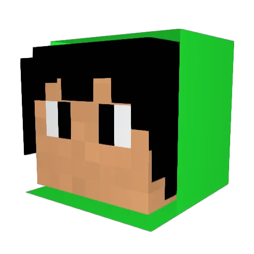 Deletadow Minecraft avatar head, 3D render