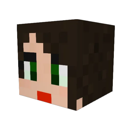 DenProstitueret Minecraft avatar head, 3D render