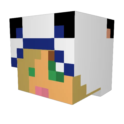 DeniseLikes Minecraft avatar head, 3D render