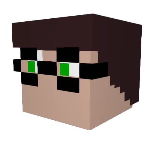 DennHenda Minecraft avatar head, 3D render