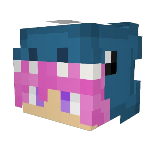 DepressedDino Minecraft avatar head, 3D render