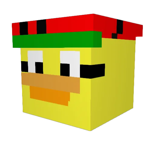 DequBit Minecraft avatar head, 3D render