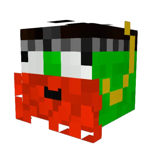 DerpyGreenViking Minecraft avatar head, 3D render