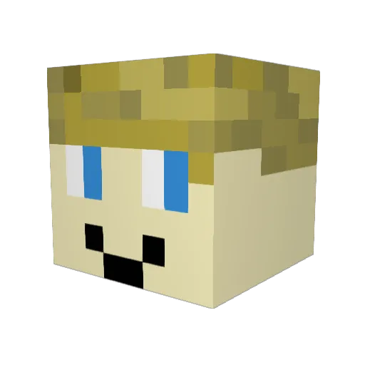 DerroMC Minecraft avatar head, 3D render