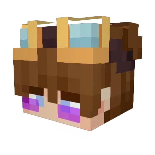 Deuxkat Minecraft avatar head, 3D render