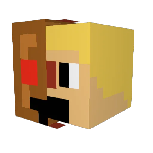 DexMachina Minecraft avatar head, 3D render