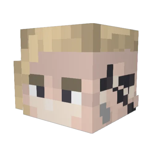 Dextorino Minecraft avatar head, 3D render