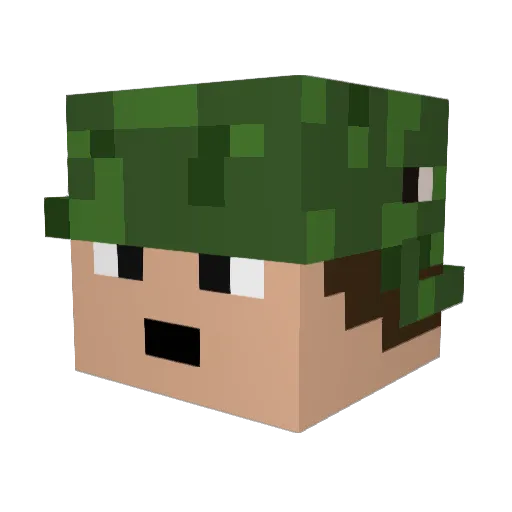 Dhatman Minecraft avatar head, 3D render