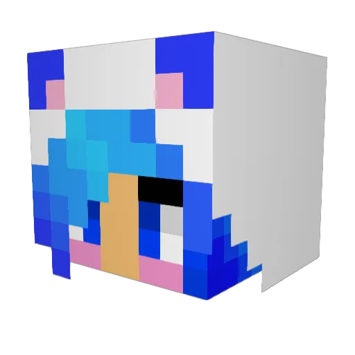 DiamondWater Minecraft avatar head, 3D render