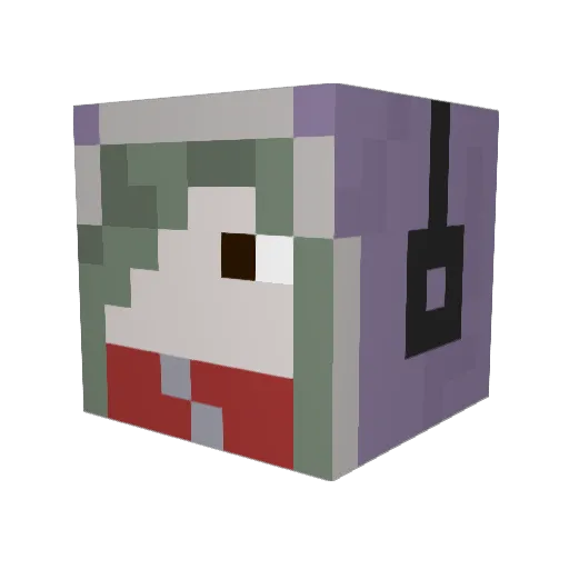 Disconfugalated Minecraft avatar head, 3D render