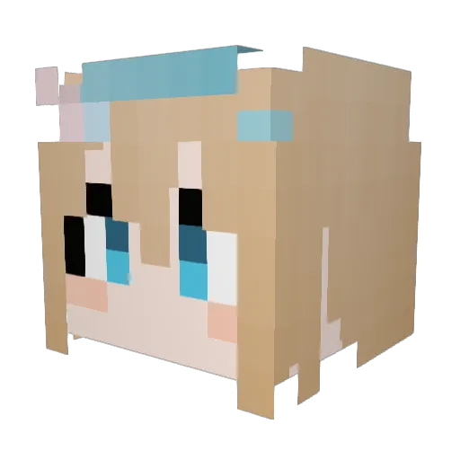 Disikengte Minecraft avatar head, 3D render
