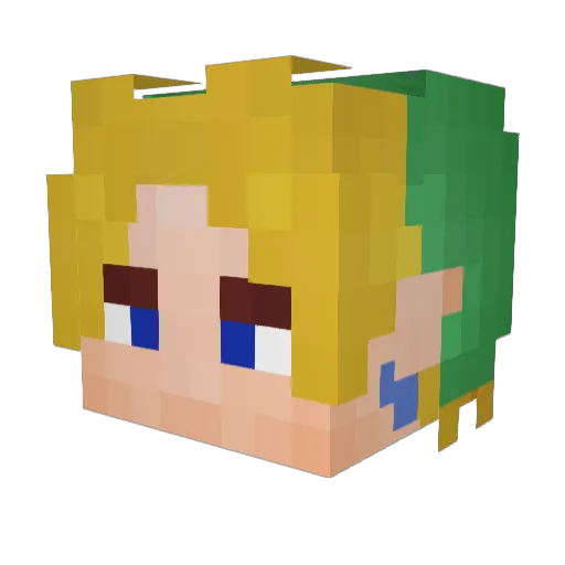DistortedSalsa Minecraft avatar head, 3D render