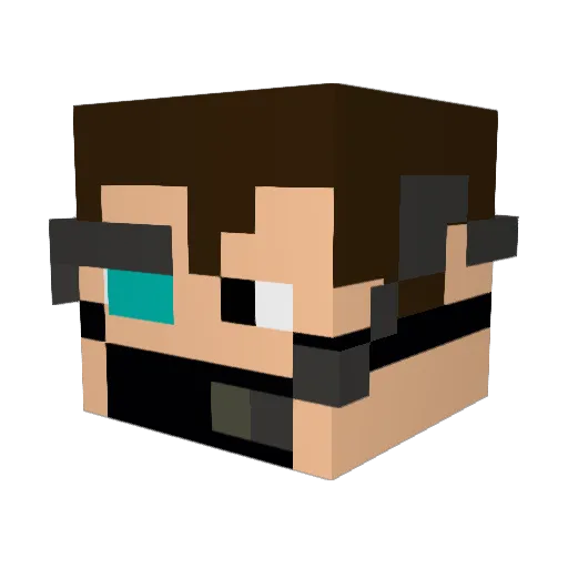 Distressed Minecraft avatar head, 3D render