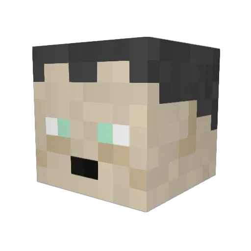 Dlusc Minecraft avatar head, 3D render