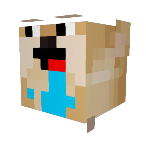 Dogeranto Minecraft avatar head, 3D render