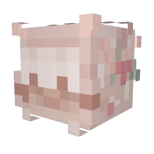 Doggai Minecraft avatar head, 3D render