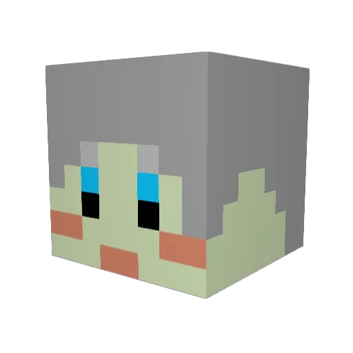 Dokaneko Minecraft avatar head, 3D render