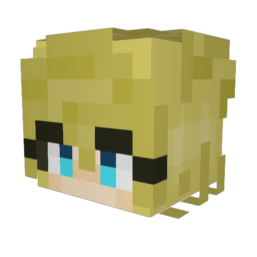 Dollpon Minecraft avatar head, 3D render
