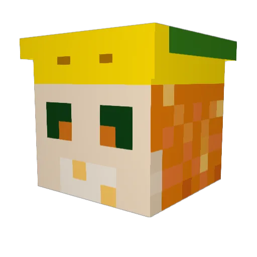 DoomedCornKing Minecraft avatar head, 3D render