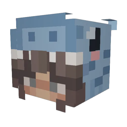 DozingDino Minecraft avatar head, 3D render