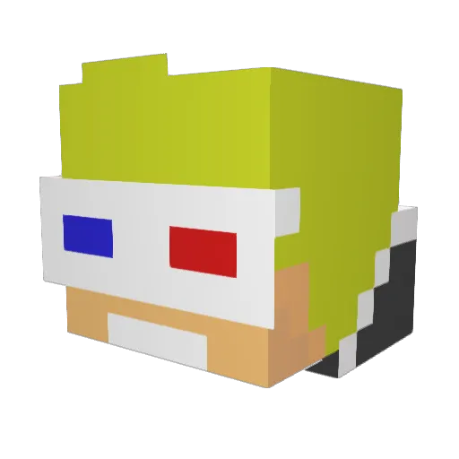 DrWerner Minecraft avatar head, 3D render