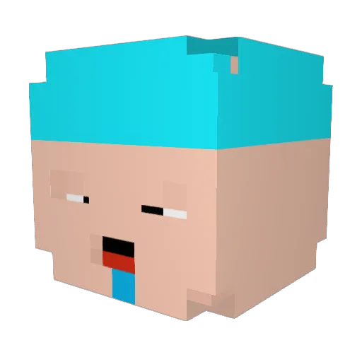 Draguais Minecraft avatar head, 3D render