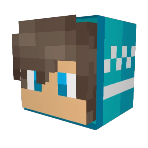 Drewtendo Minecraft avatar head, 3D render