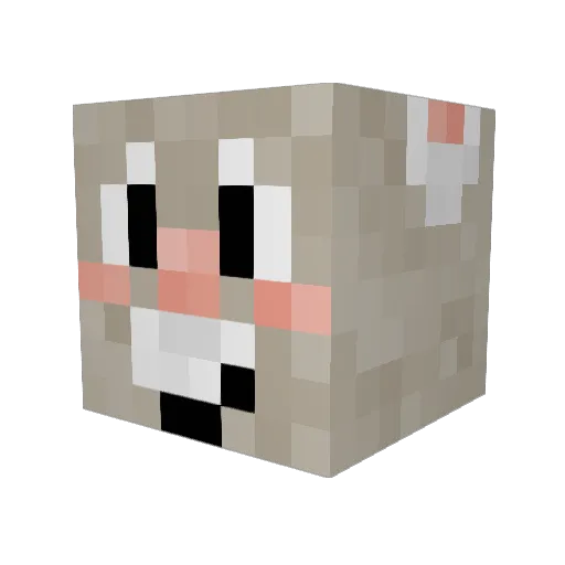 Drilccino Minecraft avatar head, 3D render