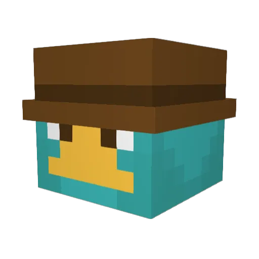 Dudelup Minecraft avatar head, 3D render