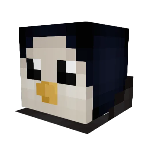 DukePenguin Minecraft avatar head, 3D render