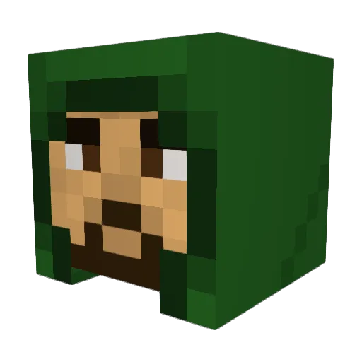 Dungeons Minecraft avatar head, 3D render