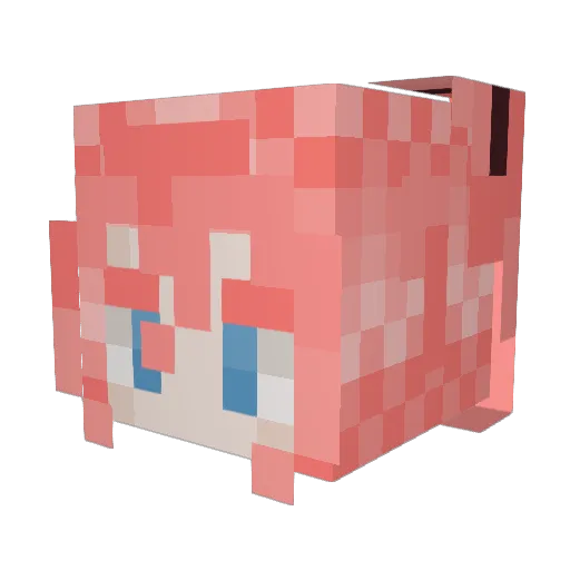 Duolinggo Minecraft avatar head, 3D render
