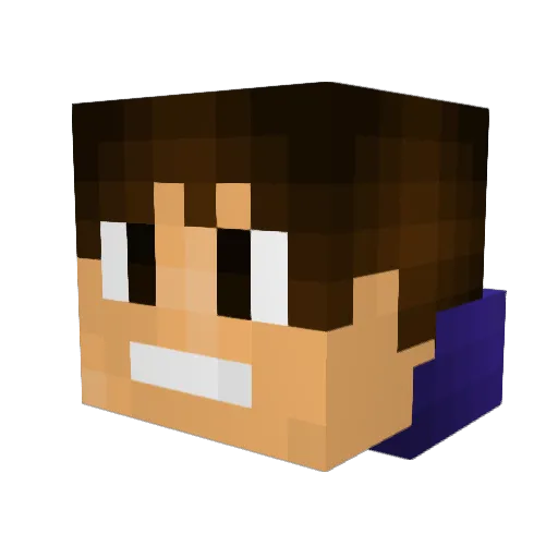 DvLzZ_WleED Minecraft avatar head, 3D render