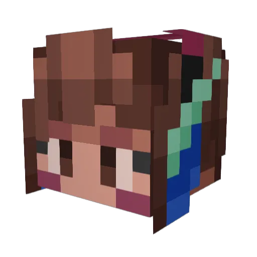 DvaMeka Minecraft avatar head, 3D render