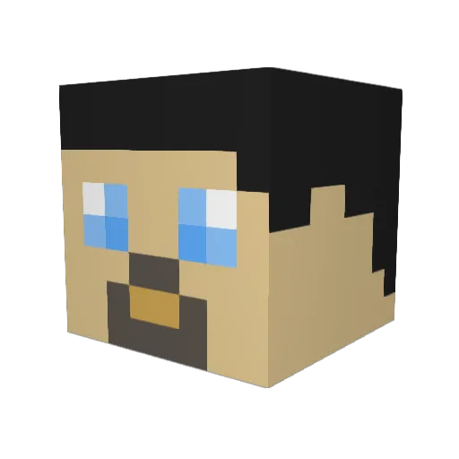 Dwharf Minecraft avatar head, 3D render