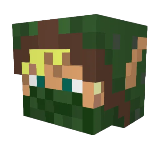 E1meraldTurtle Minecraft avatar head, 3D render