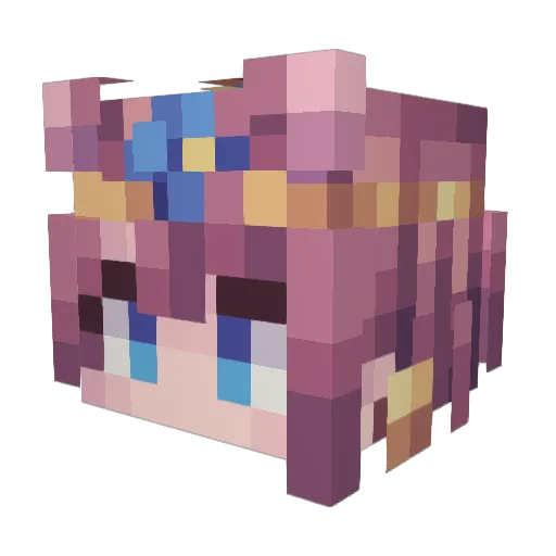 EX_Ling Minecraft avatar head, 3D render