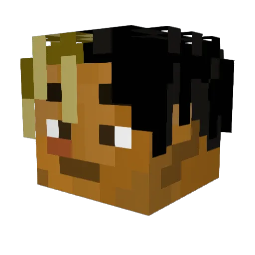 Ebony2D Minecraft avatar head, 3D render